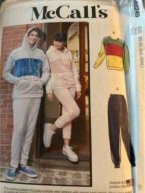 McCall's M8249 Unisex Sweatshirt and Jogger Pants Sewing Pattern
